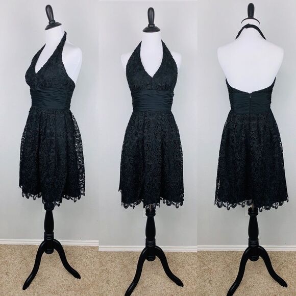 Aidan Mattox Dresses & Skirts - Aidan Mattox Lace Formal Dress Halter Black Size 2